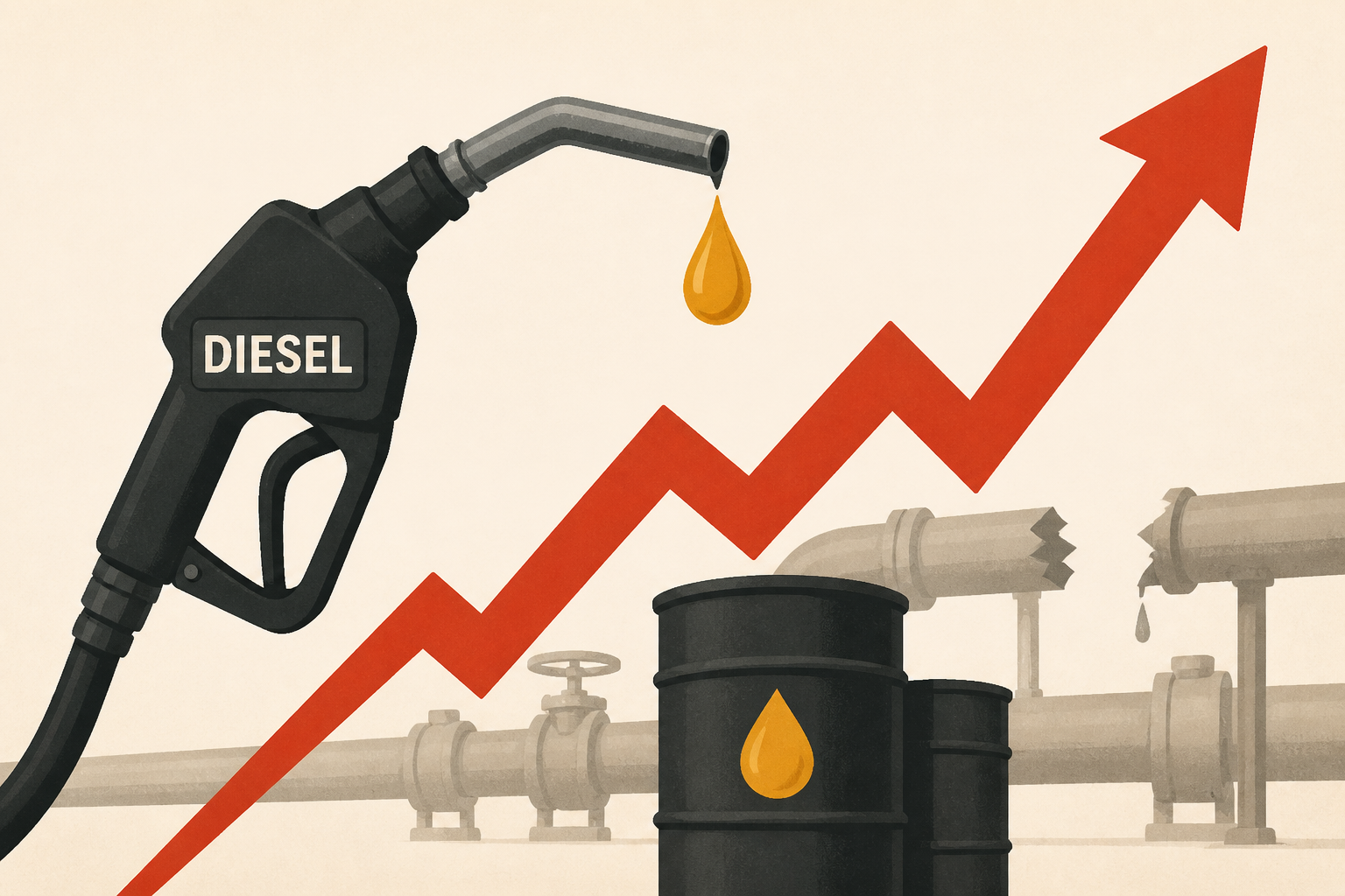 Diesel prices push to new all-time high as oil prices jump after key Saudi pipeline shut