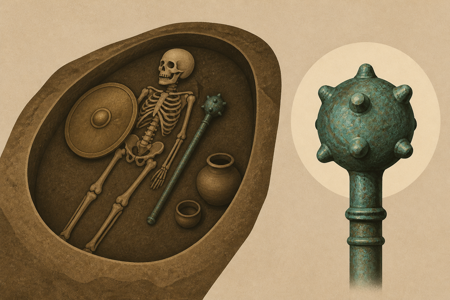 3,600-year-old burial of a high-ranking warrior with rare mace head found in Azerbaijan