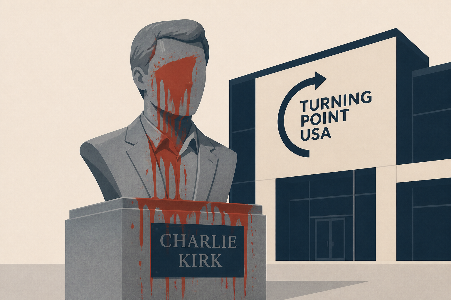 New Charlie Kirk statue vandalized outside Turning Point USA headquarters just a day after unveiling