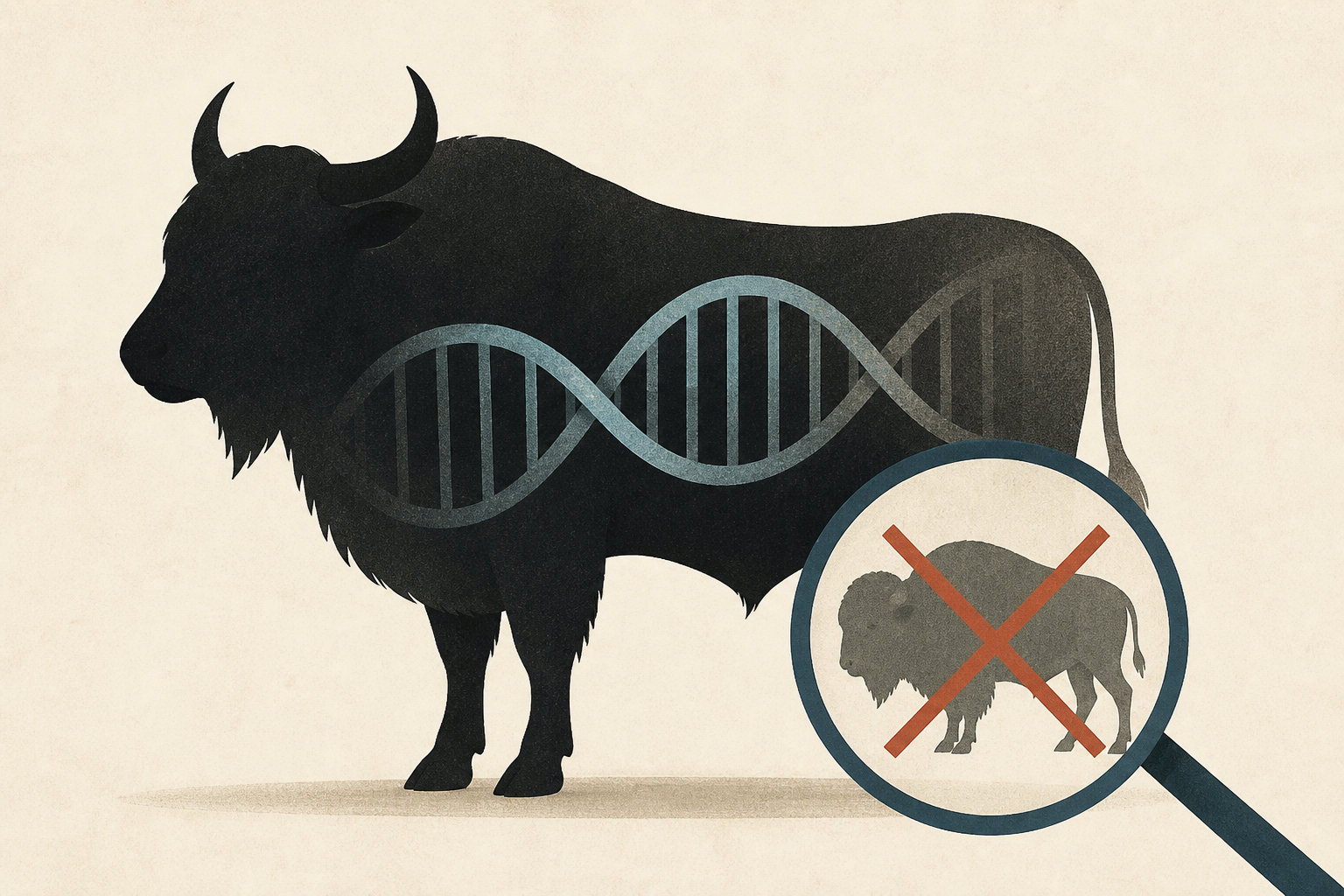 Thirty-nine of the 47 registered Beefalo whose genomes were sequenced carry no detectable bison ancestry, including the foundation bull that sold for $2.5 million in 1975 and whose pedigree recorded h