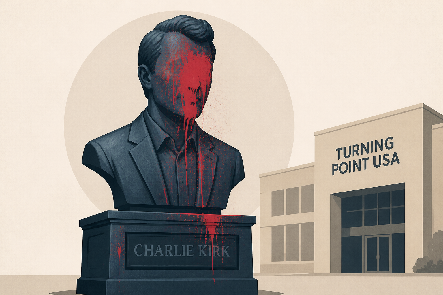 Charlie Kirk statue vandalized at Turning Point USA headquarters