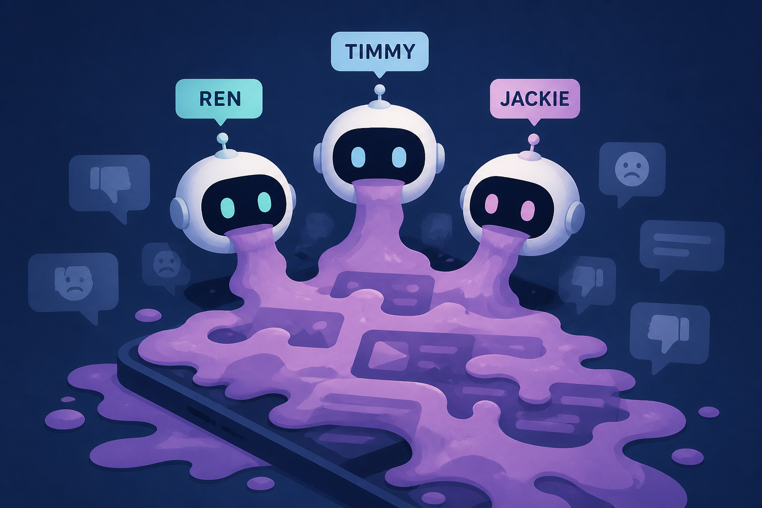 AI bots "Timmy," "Ren," and "Jackie" are flooding social media with slop