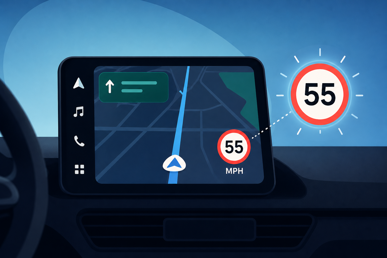 Google Maps rolling out always-on speed limits on Android Auto