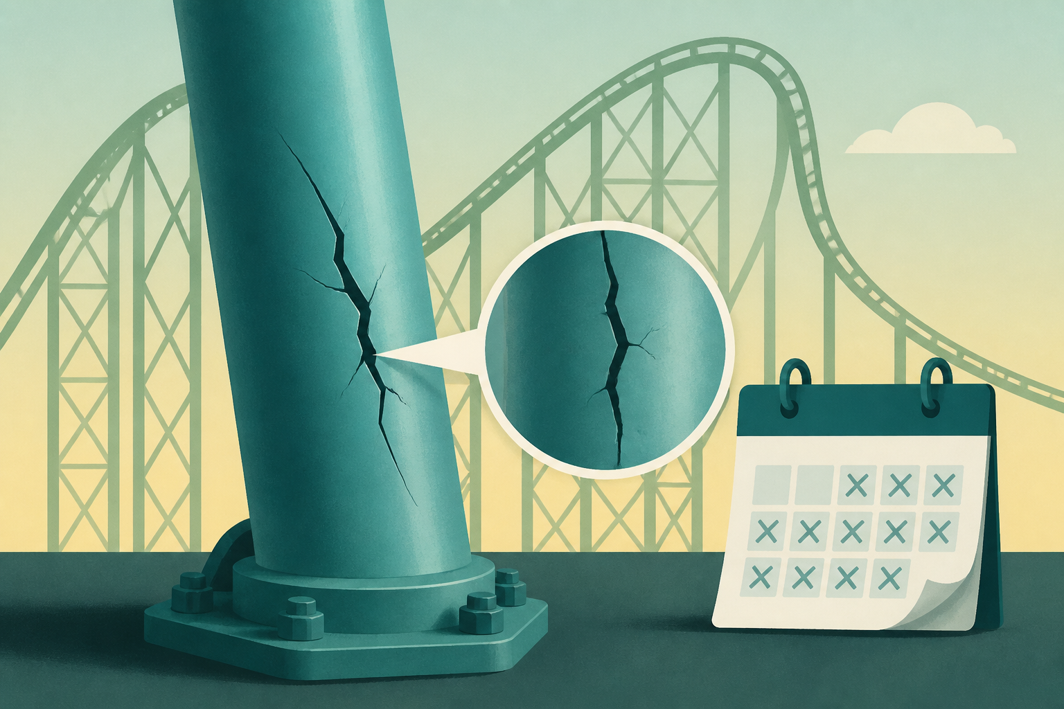A park visitor at Carowinds spotted a crack in a steel support column on the Fury 325 roller coaster before the ride's inspectors caught it. The ride stayed shut for more than a month while engineers