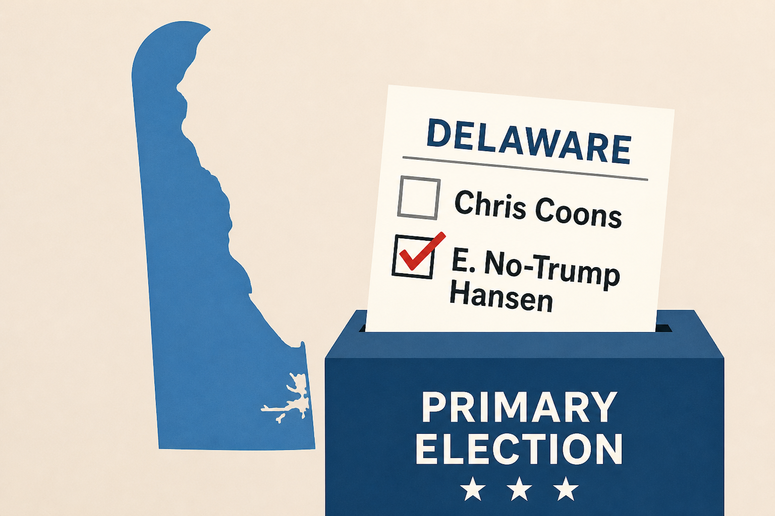 Delaware Sen. Chris Coons faces primary challenger named "E. No-Trump Hansen" and more races to watch today