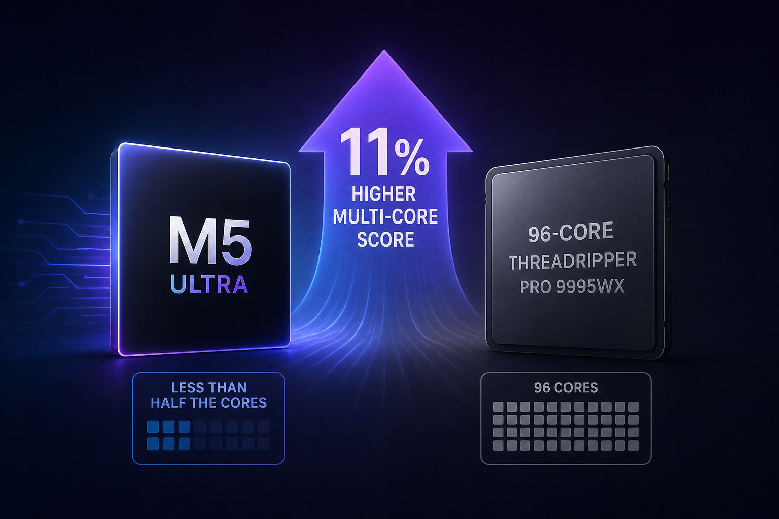 M5 Ultra Demolishes The 96-Core Ryzen Threadripper PRO 9995WX CPU In New Geekbench 7 Scores; Obtains 11% Higher Multi-Core Score With Less Than Half The Number Of Cores