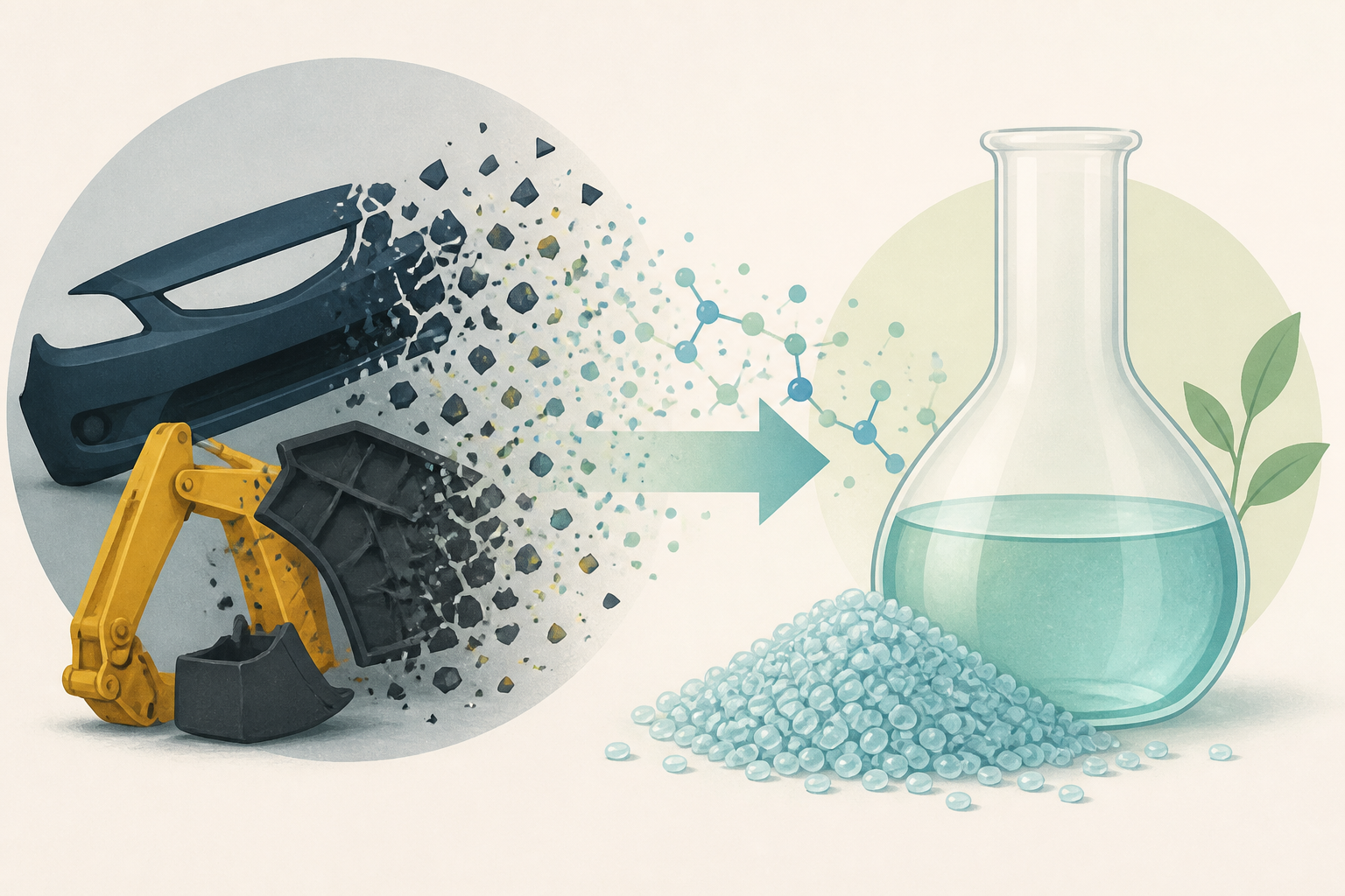 Tough vehicle and construction plastics dissolve into reusable material with low-waste method