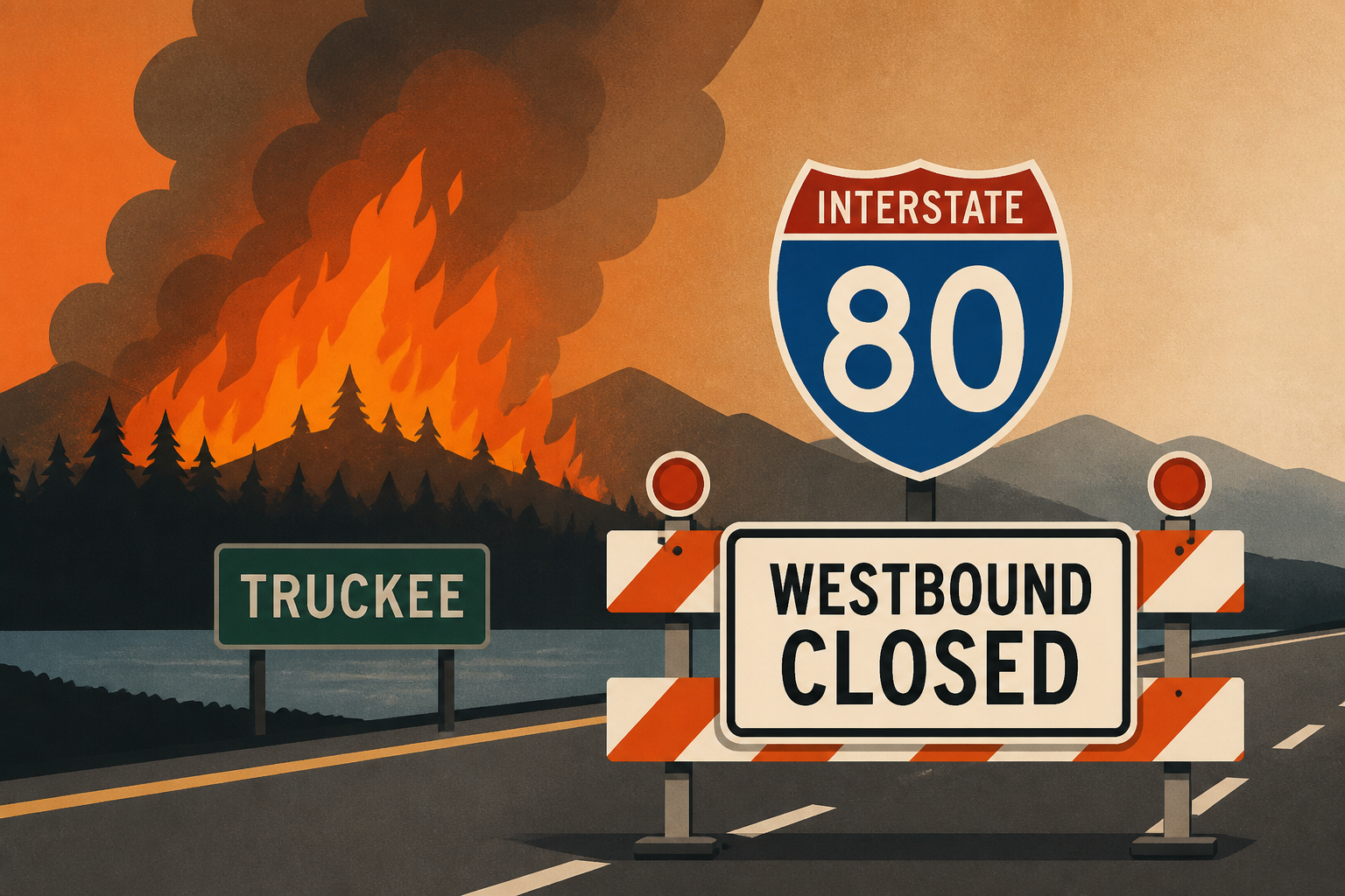 Wildfire erupts near Truckee, shuts down westbound I-80