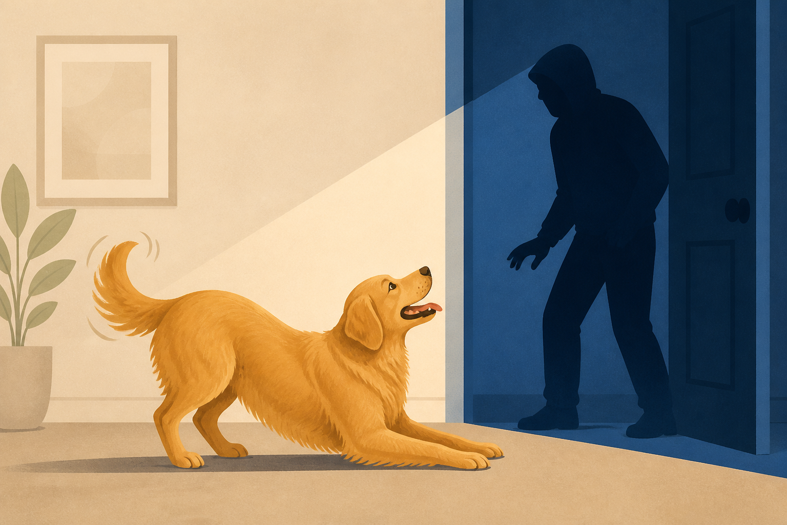Watch golden retriever beg to play with intruder in San Diego break-in