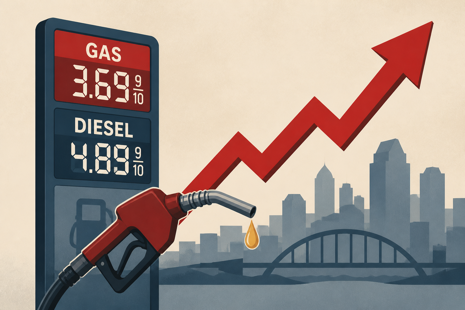 Gas prices again jump overnight across Greater Cincinnati, diesel sets record for 9th straight day