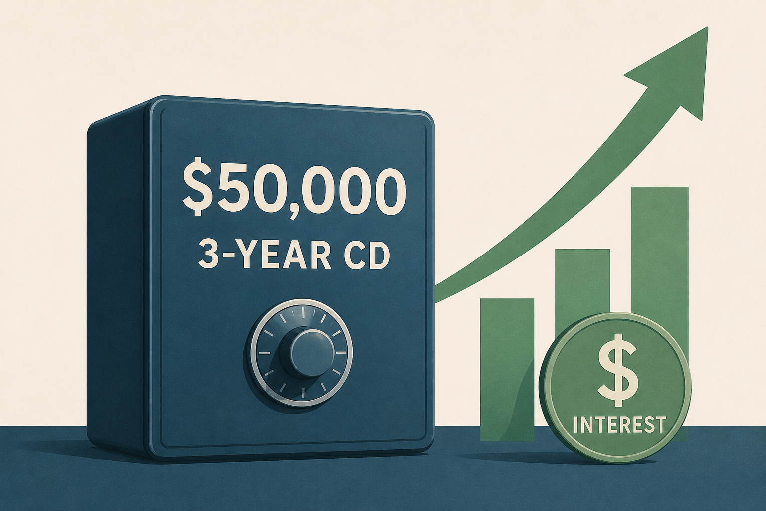 How much interest can a $50,000 3-year CD account earn if opened now?