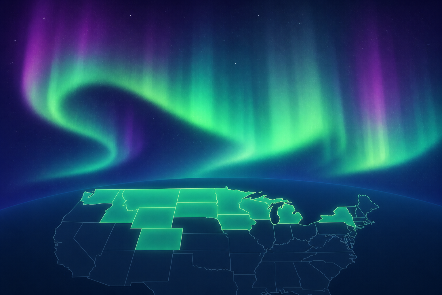 Back Northern Lights from 12 States Tonight