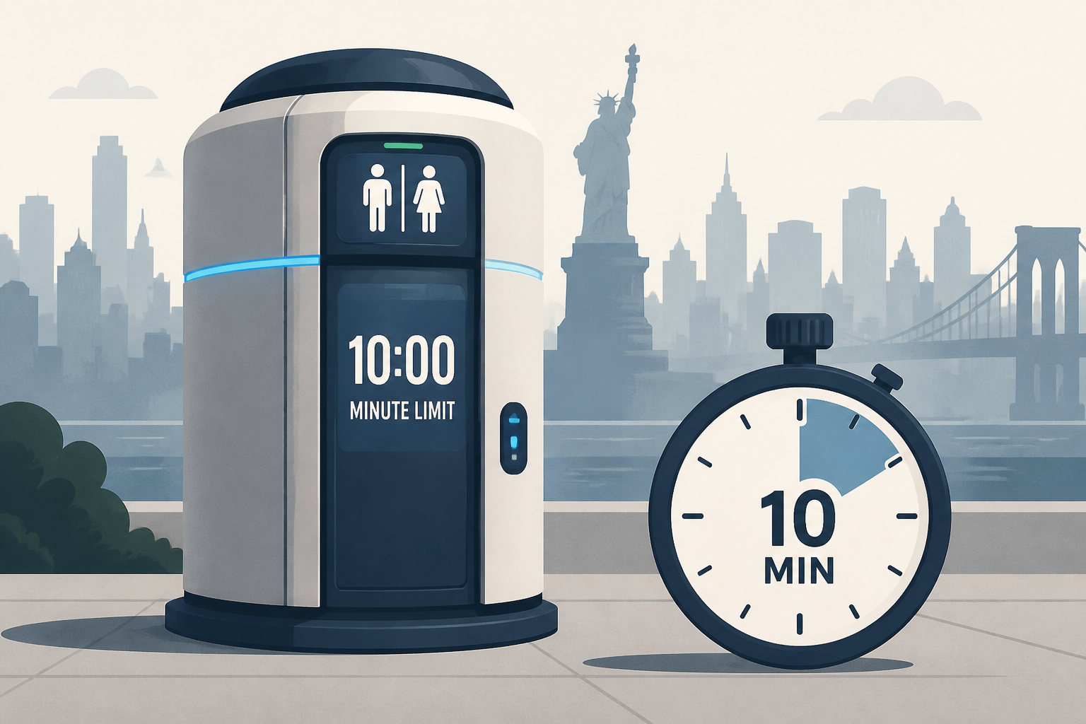 NYC deploys robotoilets. The public bathrooms have a strict 10-minute time limit.