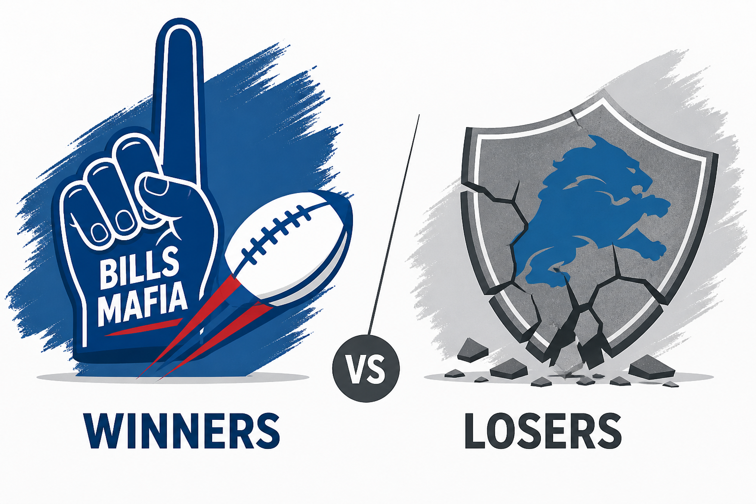 Bills vs Lions winners (Josh Allen, Bills Mafia) and losers (Lions defense)
