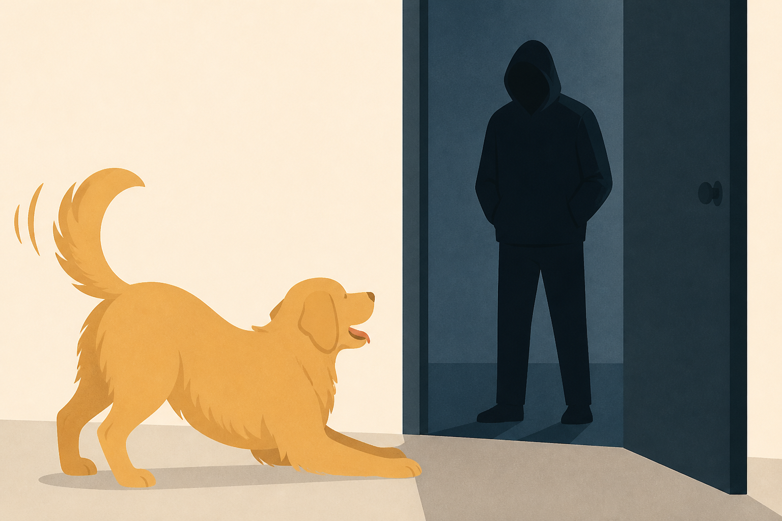 Video shows Golden Retriever attempt to play with suspected intruder