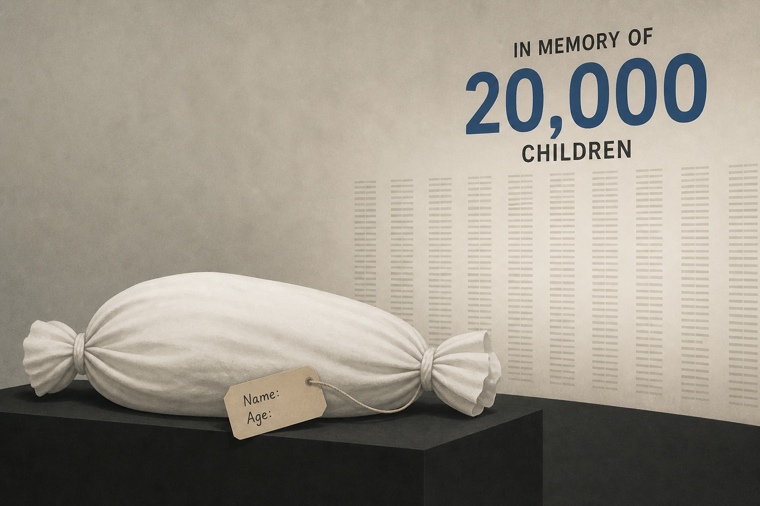 UN displays Gaza child shroud exhibition with names of 20,000 children