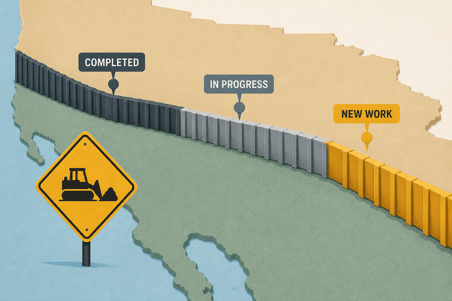 Map Shows Border Wall Progress As New Work Begins