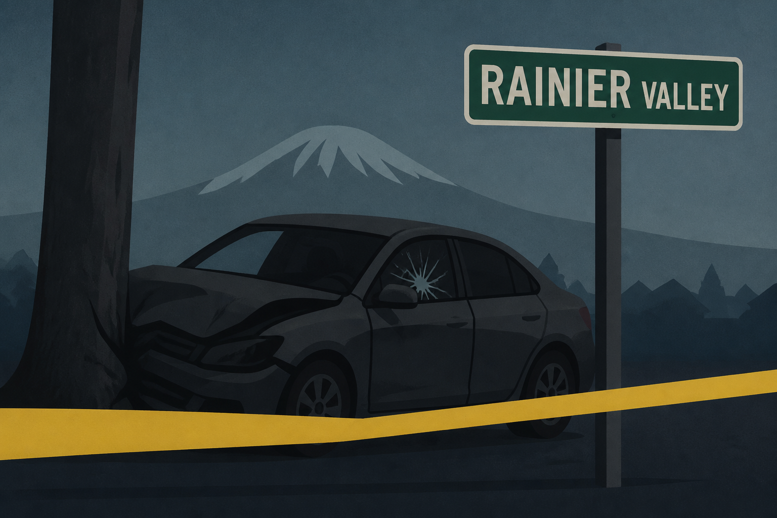 Car found crashed in Rainier valley with 2 shot inside