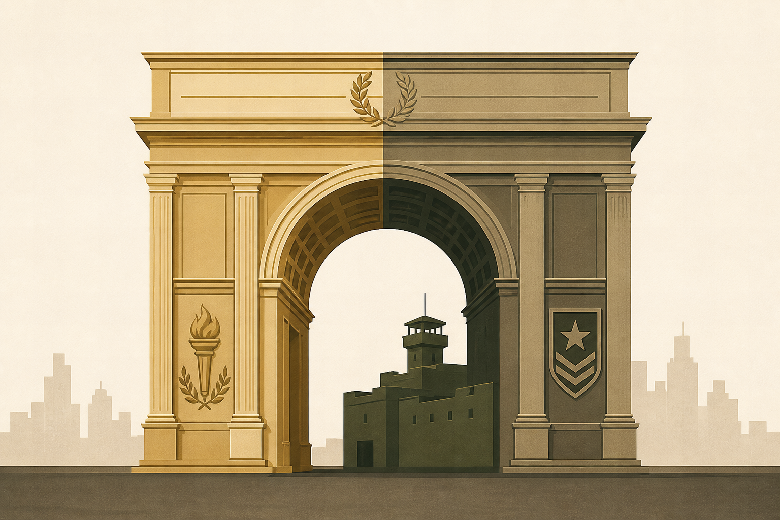 Trump says proposed triumphal arch will double as military complex