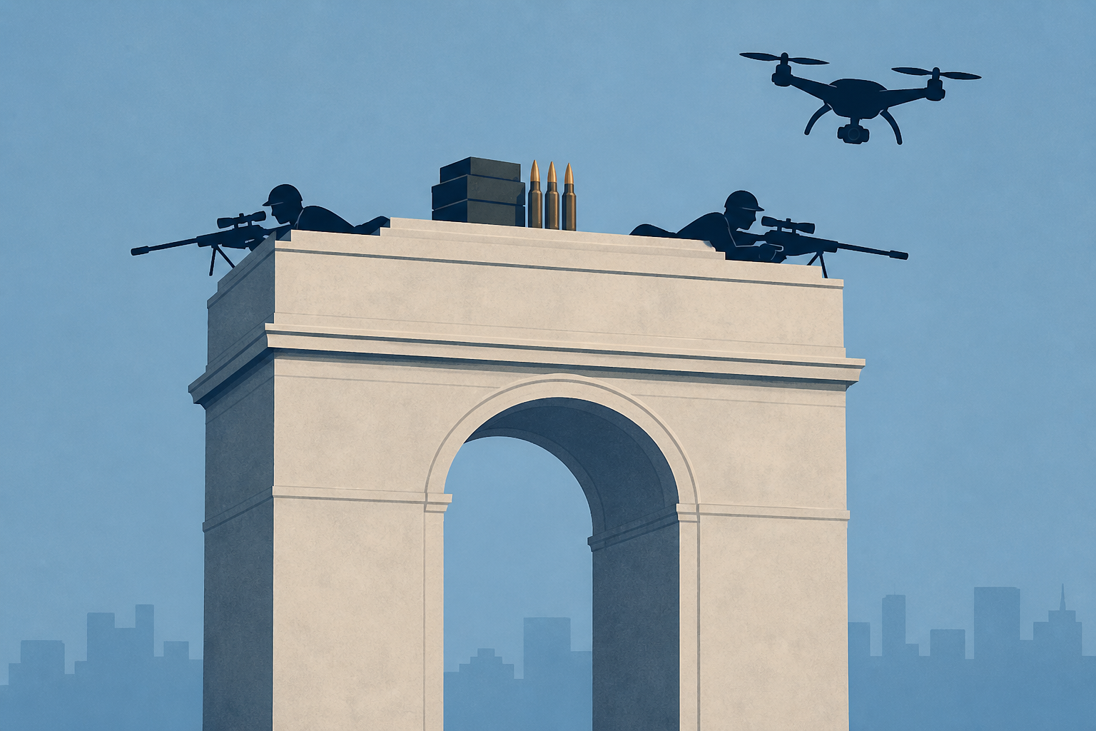 Trump reveals plans to equip arch with snipers, ammunition, drones : NPR
