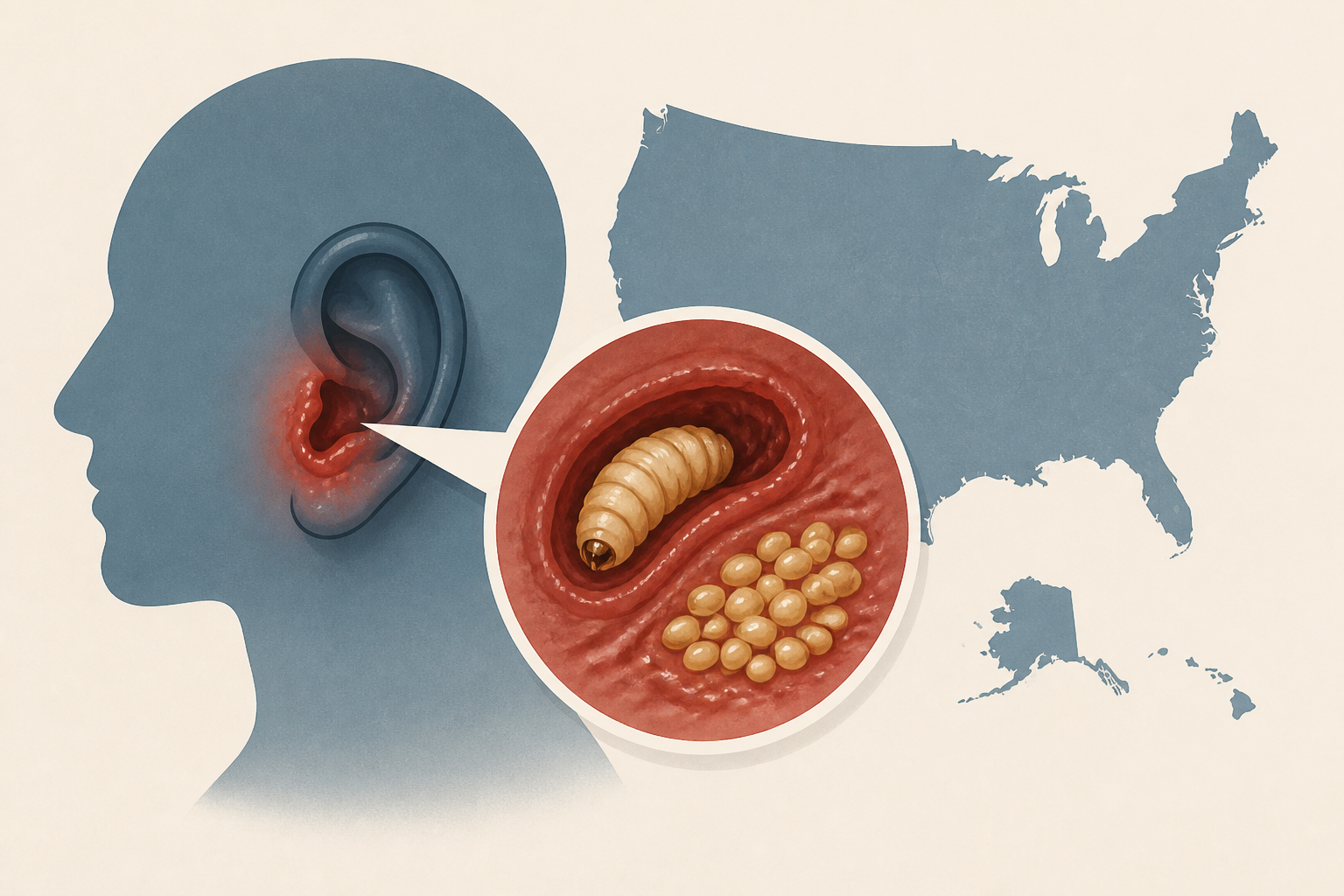 “They burrow their way into open wounds and bodily openings, such as the ears, laying hundreds of eggs." Human flesh-eating parasite returns to the US