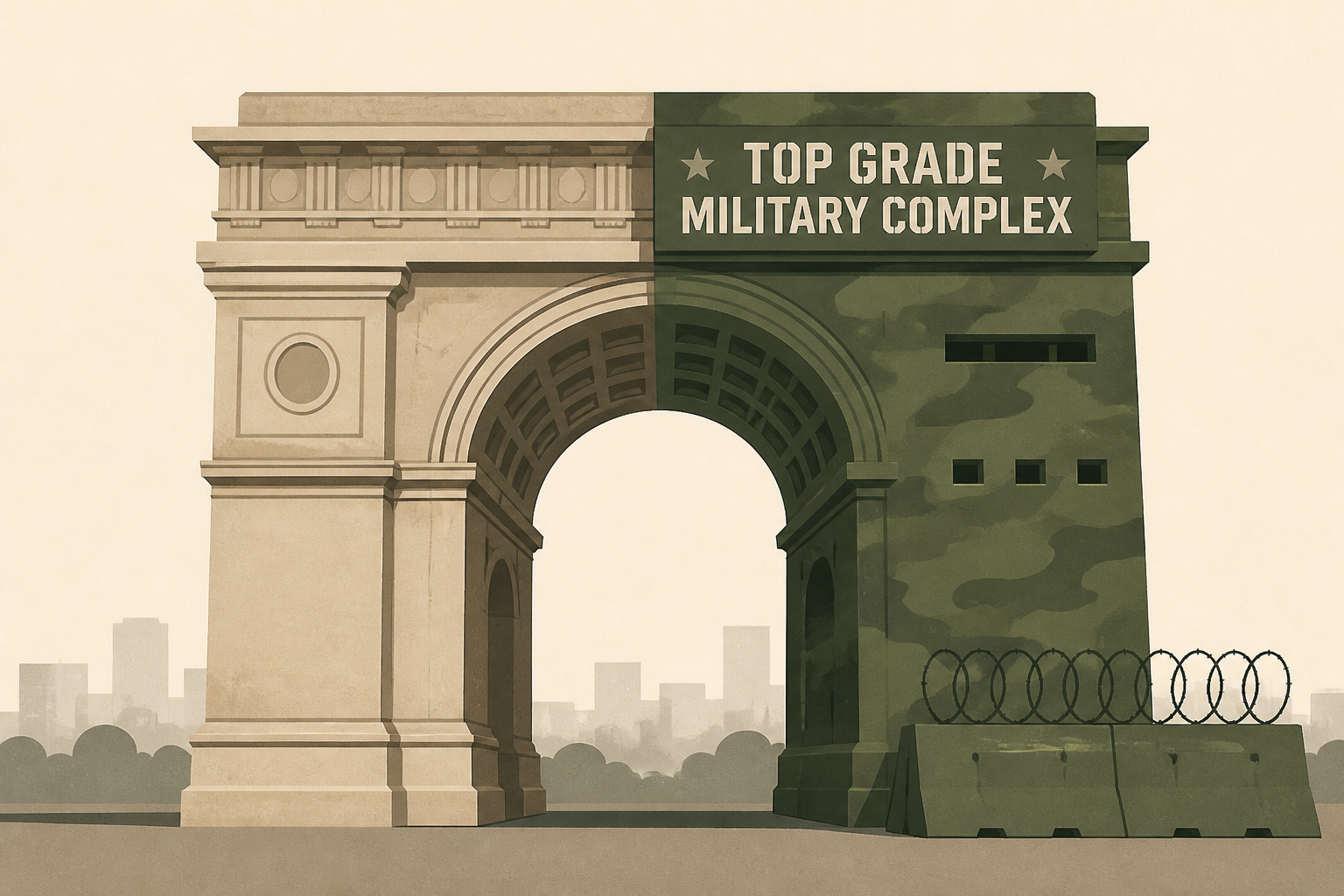 Trump says he agreed to convert triumphal arch into "top grade Military Complex"