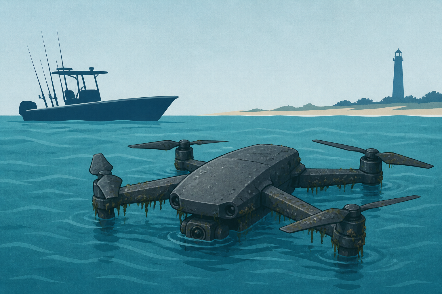 Pensacola Fishing Charter Finds Large Drone Floating in Gulf
