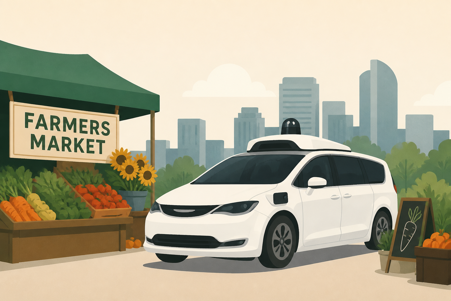 Driverless Waymo cruises through Denver farmers market