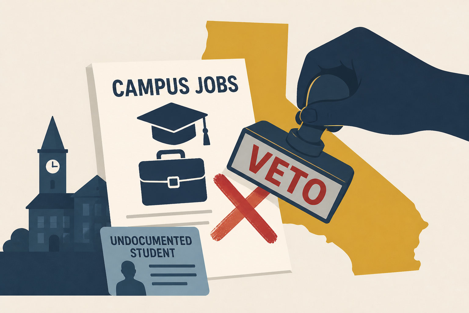 Campus jobs for undocumented students blocked by Newsom veto