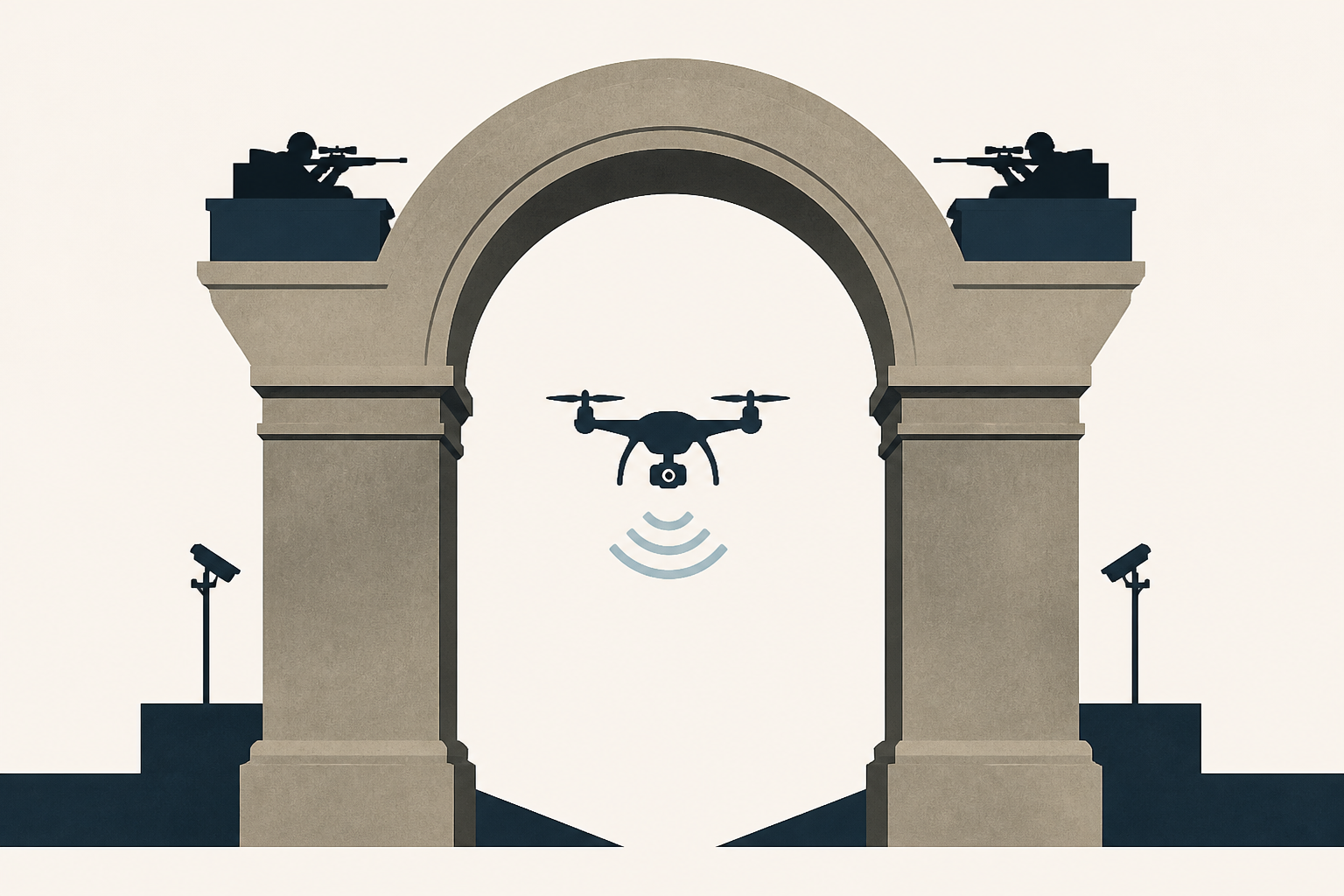 Trump says his planned arch would become a ‘military complex’ able to host drones and snipers
