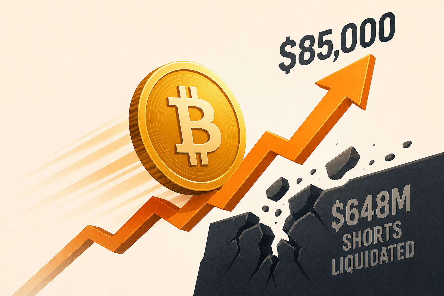 Short squeeze drives bitcoin toward $85,000 as $648 million shorts liquidated