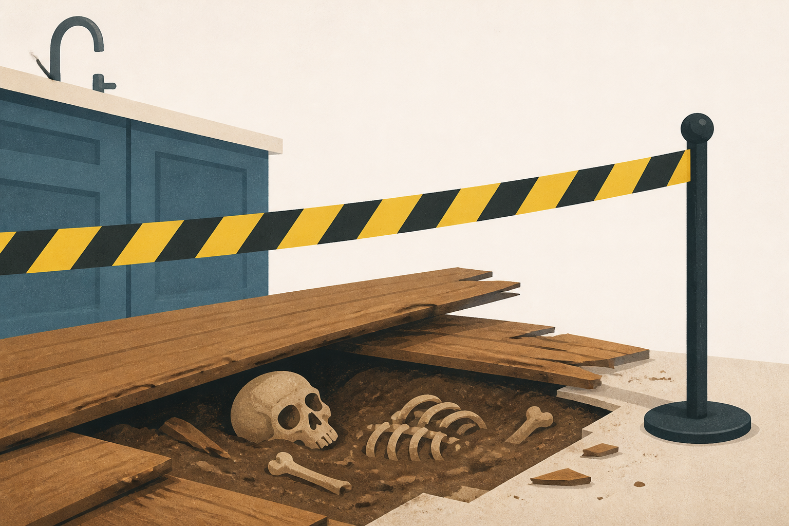 Discovery of ancient bones turns couple's kitchen renovation into 'crime scene'