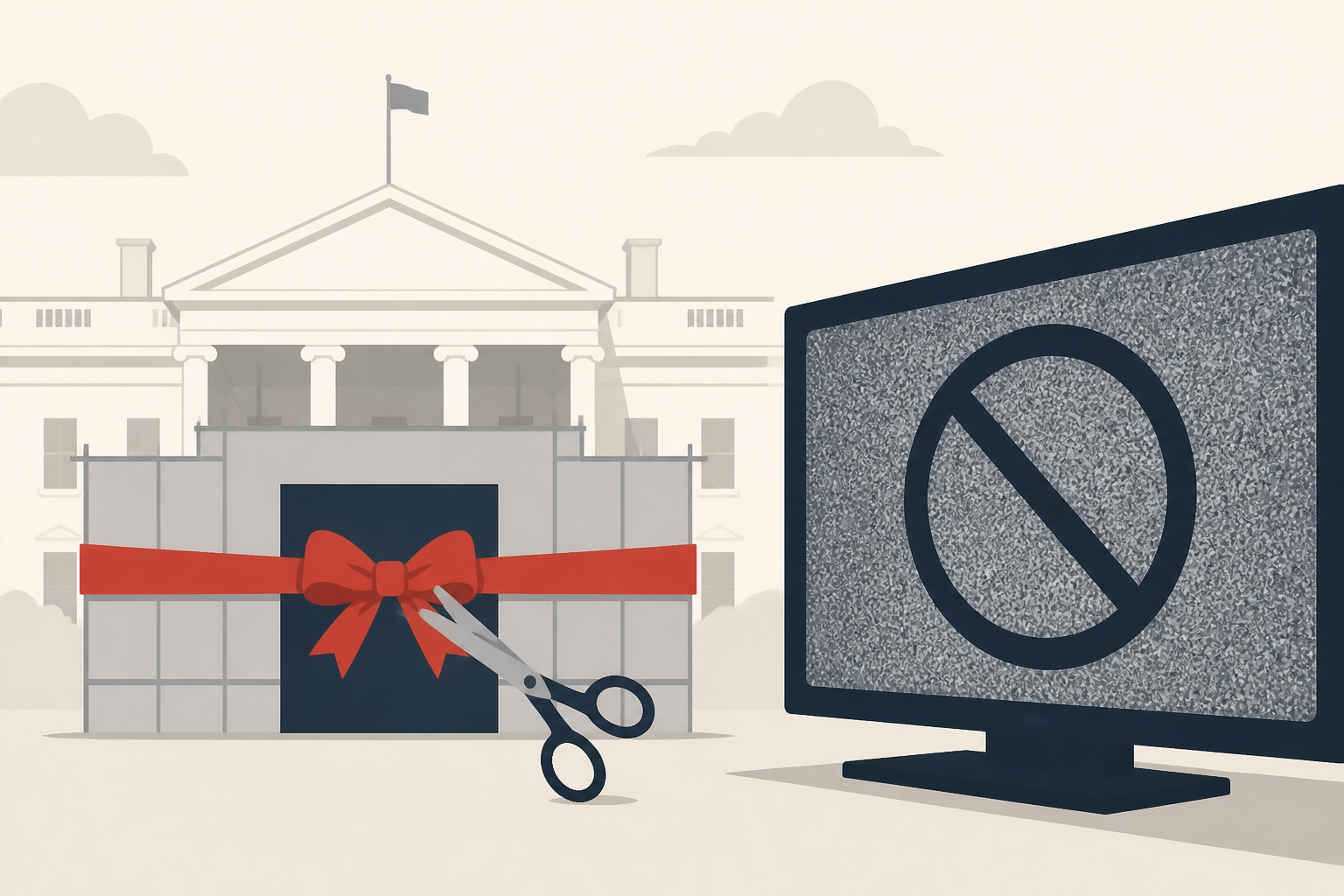 Trump cuts ribbon on latest White House construction project — but major TV networks refuse to show it