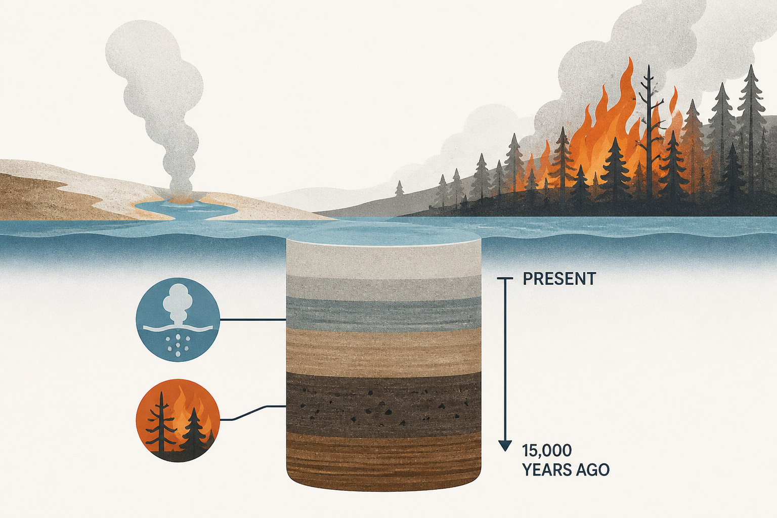 Yellowstone lake sediments reveal 15 000 years of hydrothermal and wildfire change