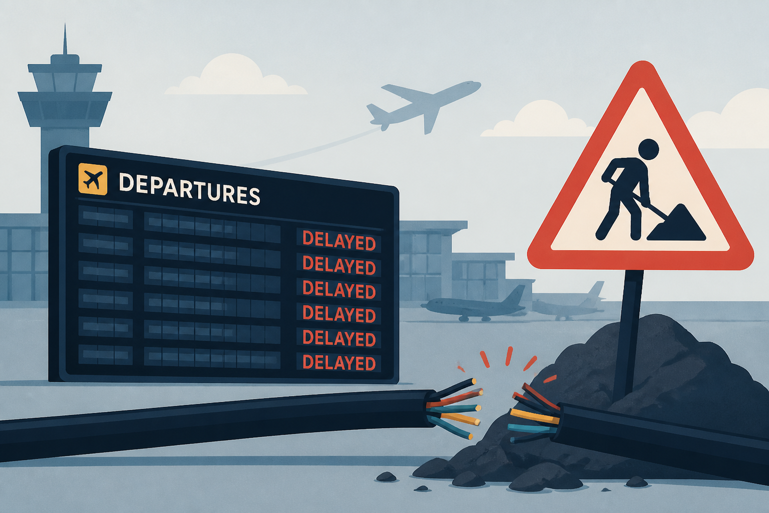 Flights at major US airports delayed after cable cut by construction workers