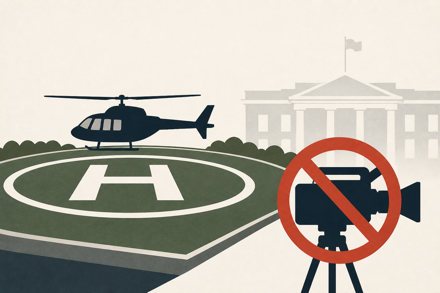 Trump shows off new White House helipad, but networks skip coverage during First Amendment fight