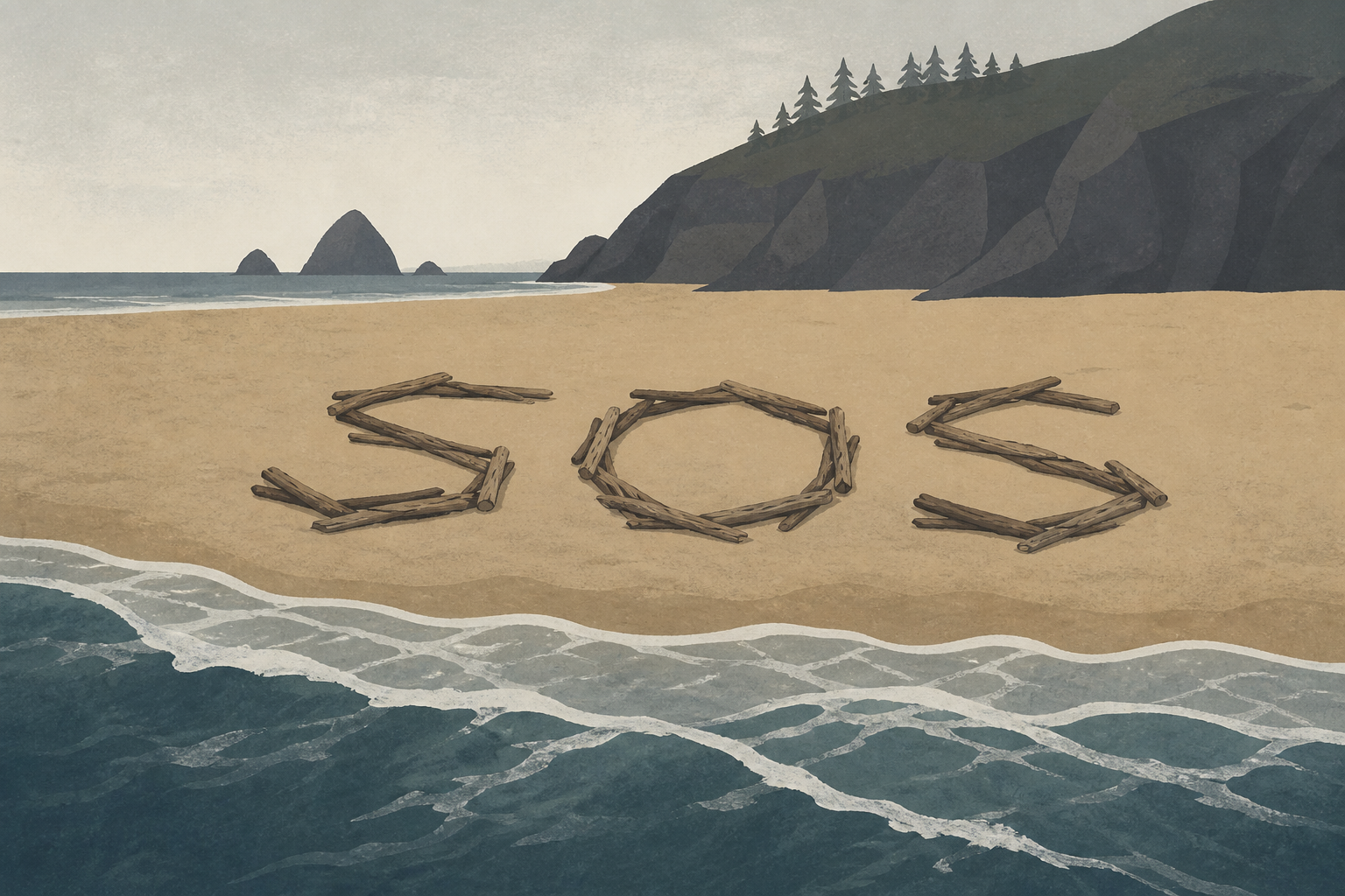 Tourists seeking photos on remote Oregon beach get trapped by tides, spell ‘SOS’ with driftwood
