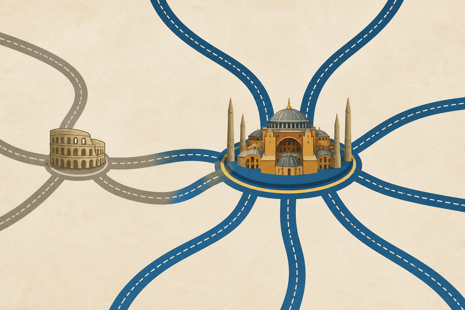 'All roads lead to Rome'? New study says Constantinople was the hub instead