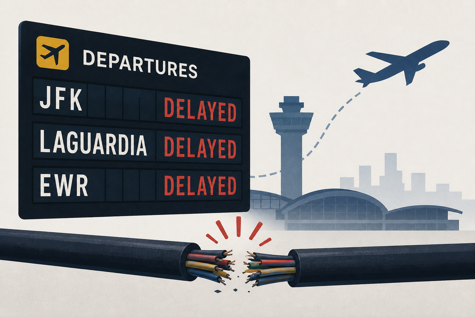 Flight fiasco lingers as delays at JFK, LaGuardia and EWR persist after cable cutting incident