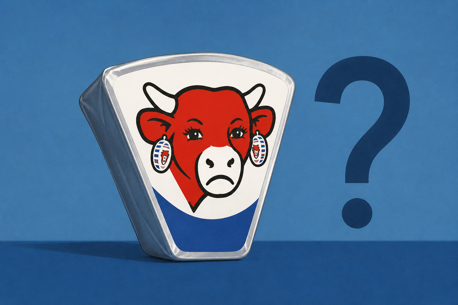 The Laughing Cow cheese wedges show frowning face on package in mystery campaign