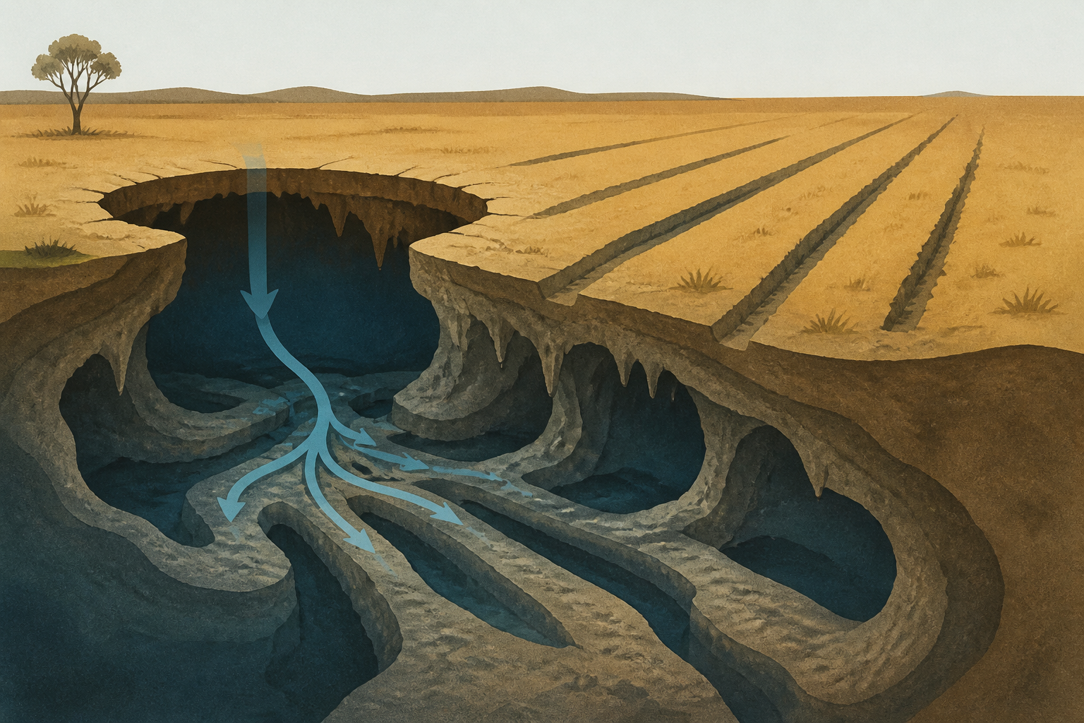 Caves beneath sinkhole reveal origin of mystery trenches that score Australian Plain