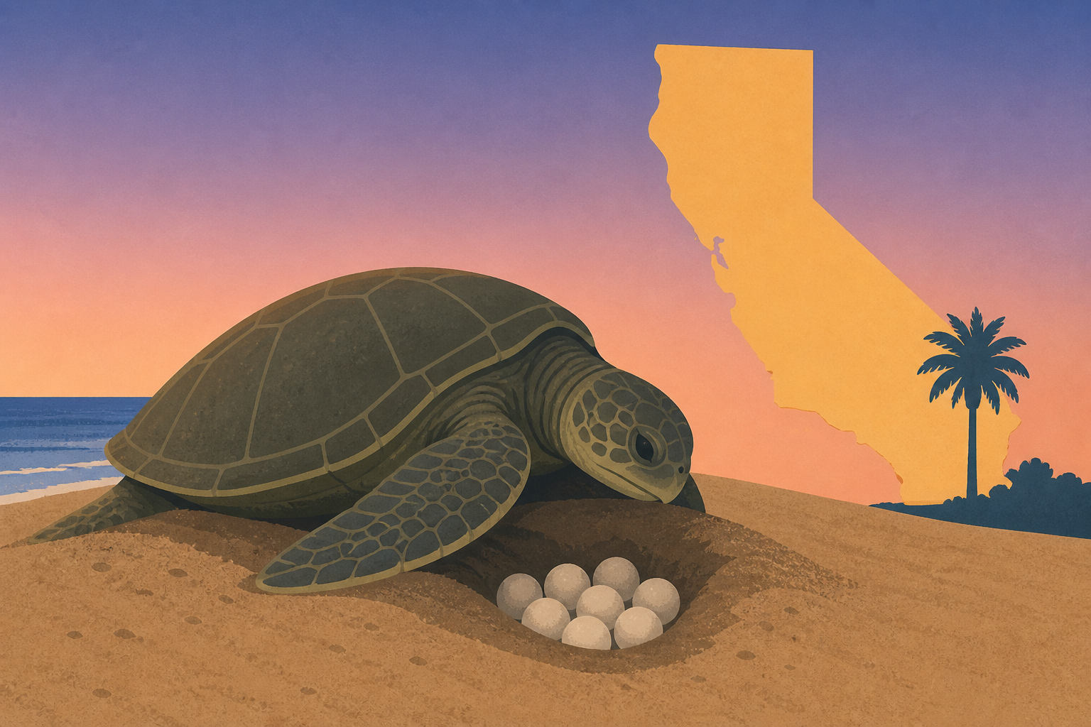 Sea turtle lays eggs in California for first time in recorded history