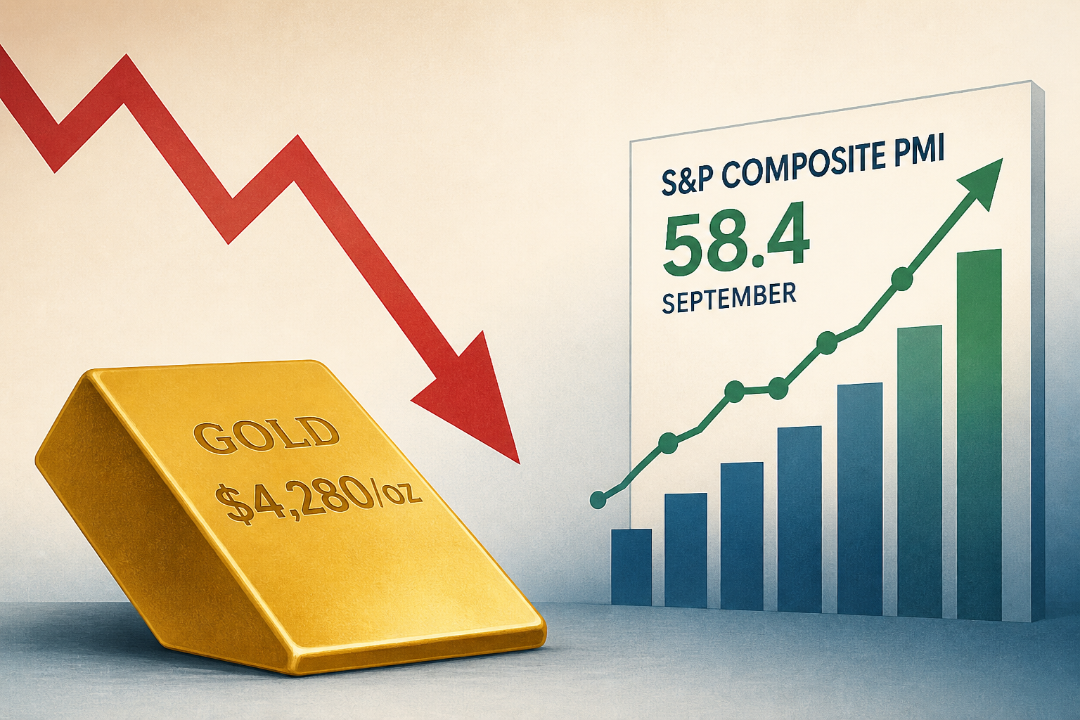 Spot gold drops to $4,280/oz as flash S&P composite PMI improves to 58.4 in September