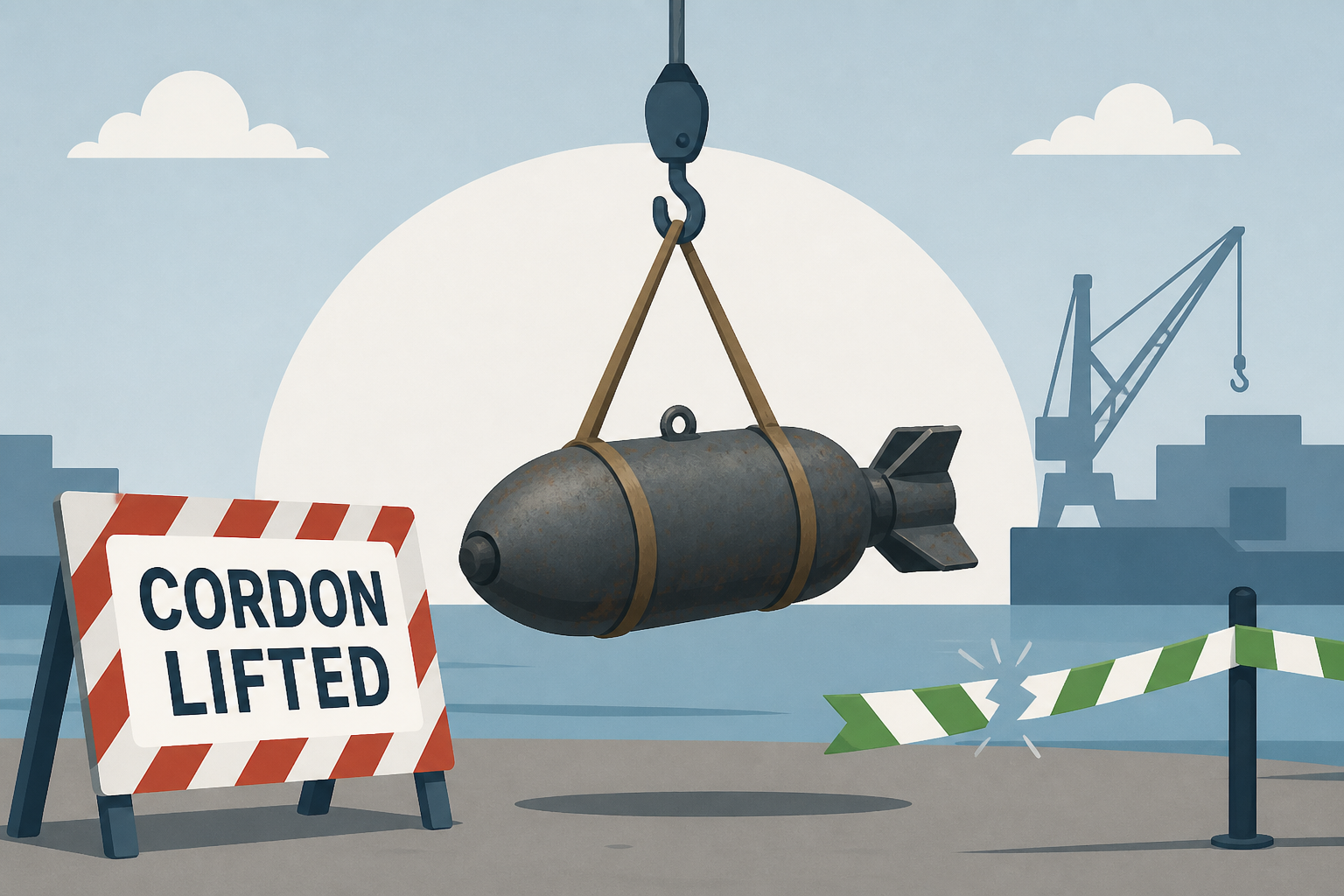 Cordon lifted after WW2 bomb removed from Falmouth docks