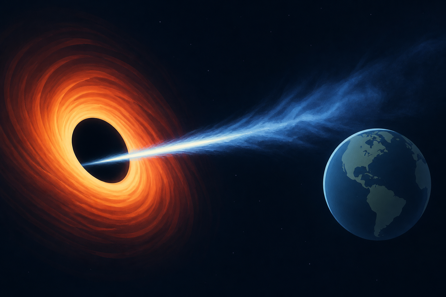 Caltech astronomers record black hole spewing jet toward earth