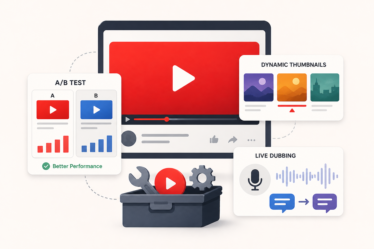 YouTube adds new creator tools like video A/B testing, dynamic thumbnails, and live dubbing