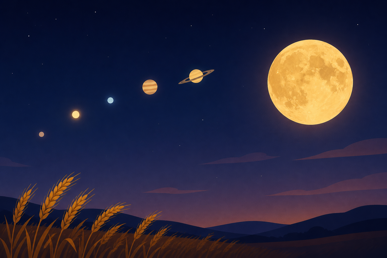 5 planets and the Harvest Moon light up the sky this week