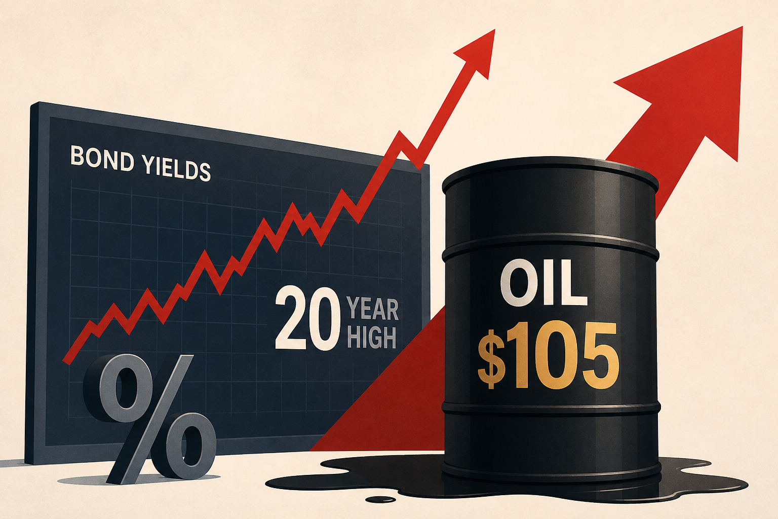 Bond yields surge to fresh two decade highs as oil hits $105
