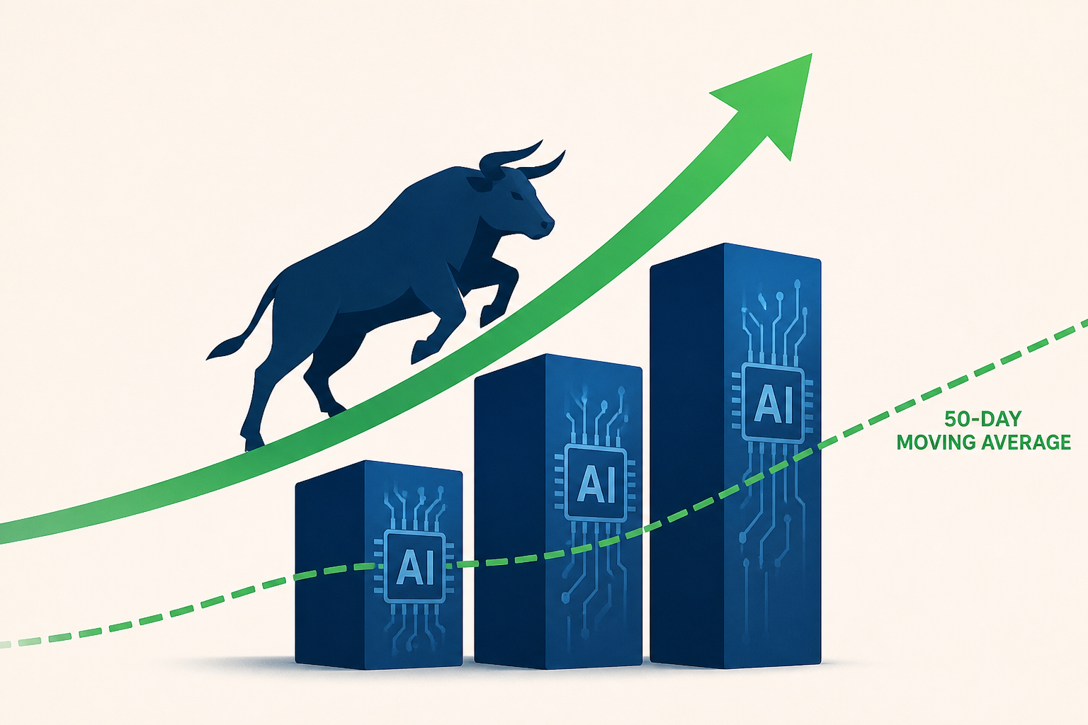 Ride The Momentum: 3 Top AI Stocks Trading Above 50-Day Moving Averages
