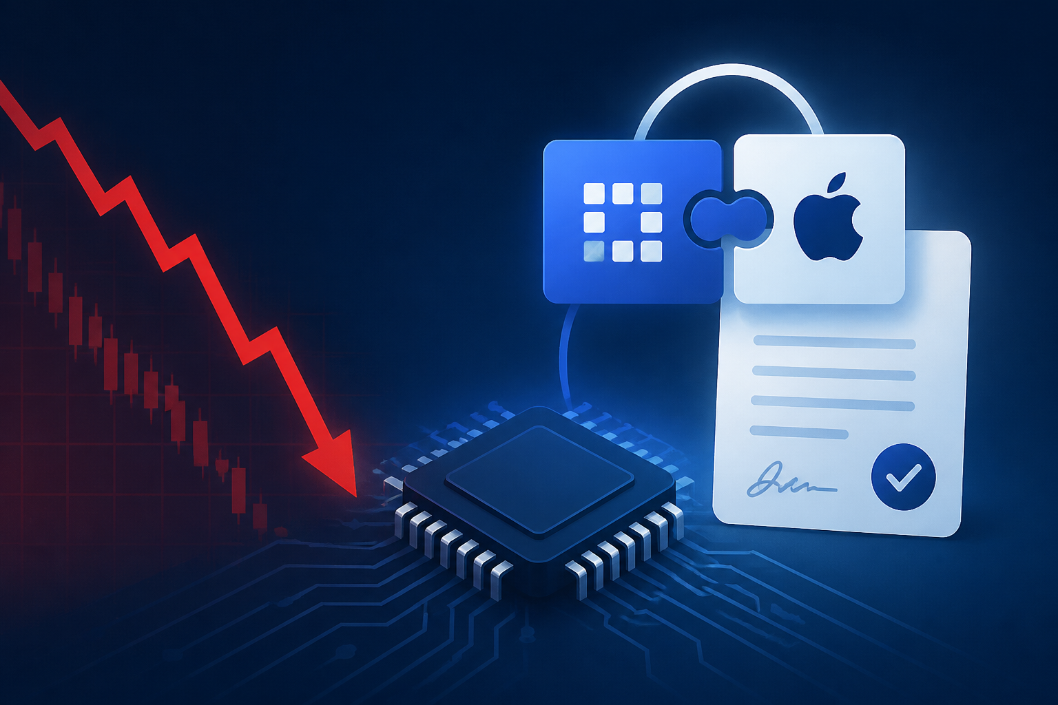 Chip Stocks Retreat. Qualcomm Secures Apple Licensing Deal.